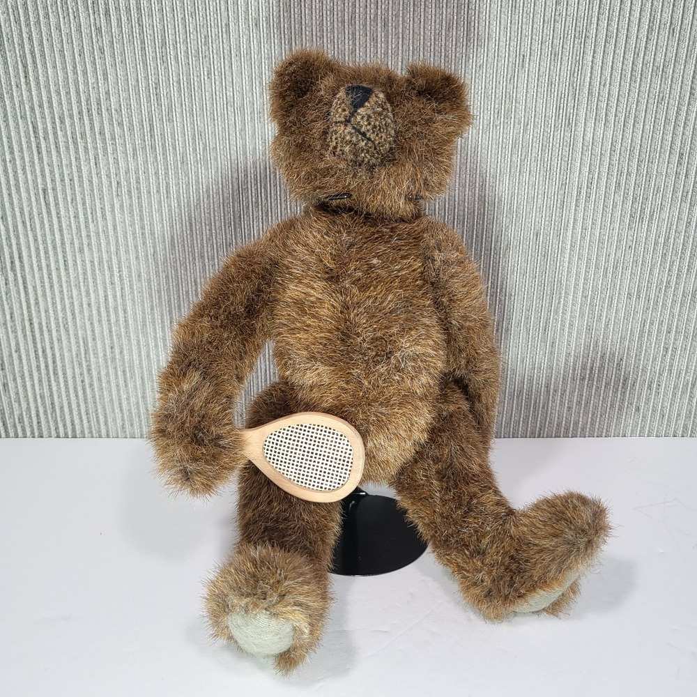 Vintage Mary Meyer Jointed Teddy Bear Tennis‎ Racket Plush 90s Green Tag